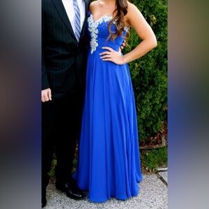 Gorgeous royal blue jeweled bodice gown